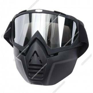 Silver | Goggles with Detachable Face Mask, Helmet