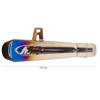 Universal Bike M4 Exhaust Silencer Long Straight (Silver/Blue)
